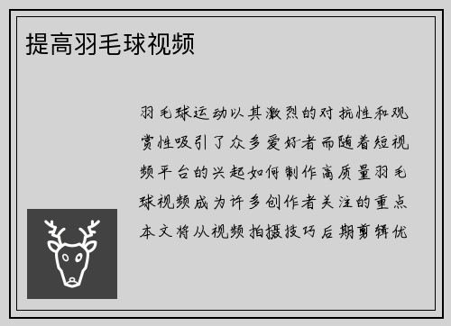 提高羽毛球视频